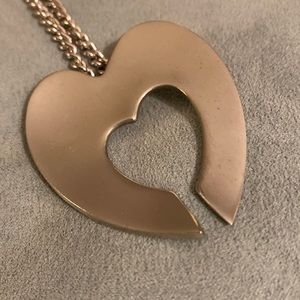 VINTAGE REED & BARTON PEWTER • Open Heart Necklace